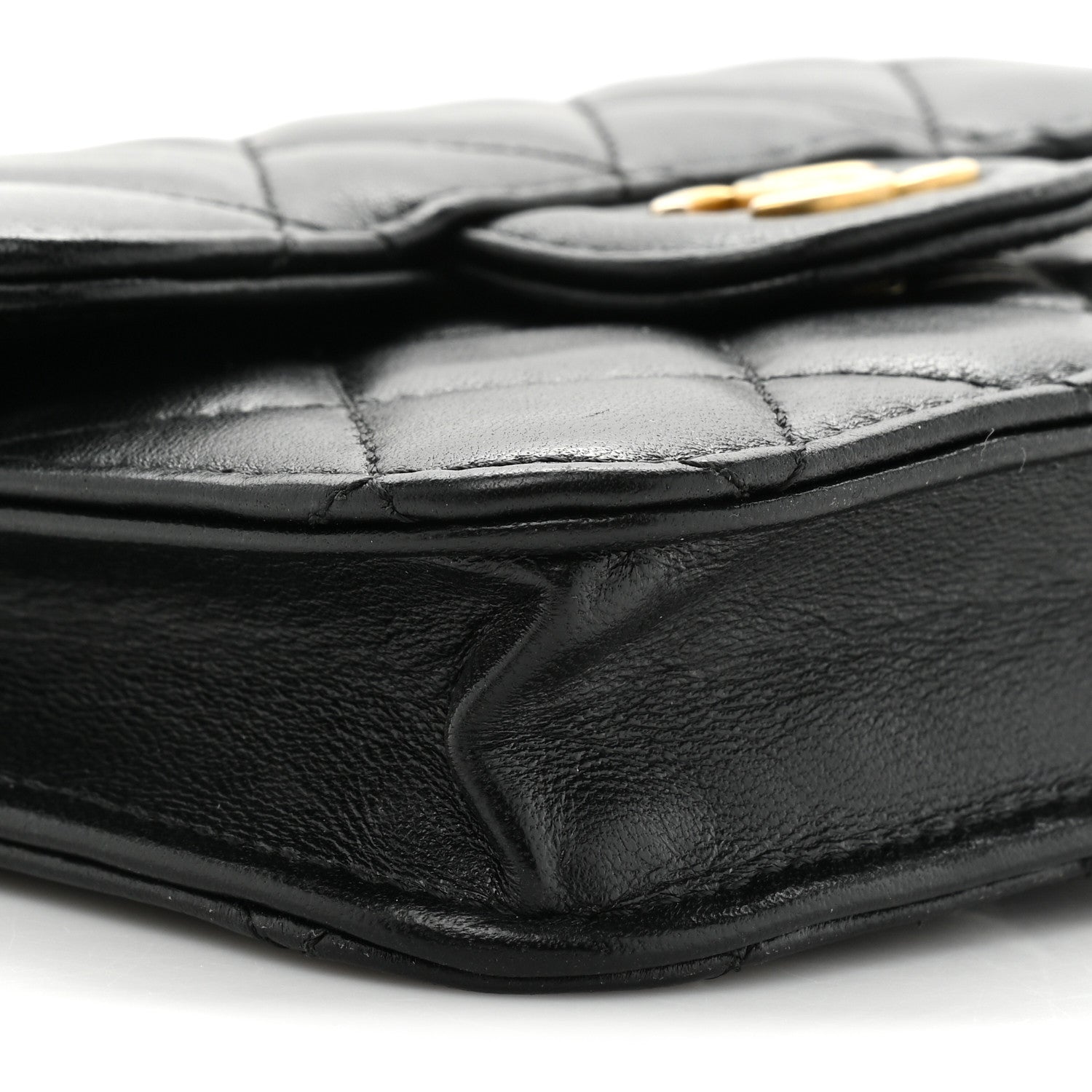 Chanel Lambskin Quilted Top Handle Flap Coin Purse With Chain Black 10 of 15