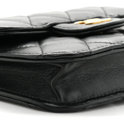 Chanel Lambskin Quilted Top Handle Flap Coin Purse With Chain Black 10 of 15