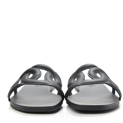 Hermes Rubber Aloha Sandals 38 Black 2 of 8