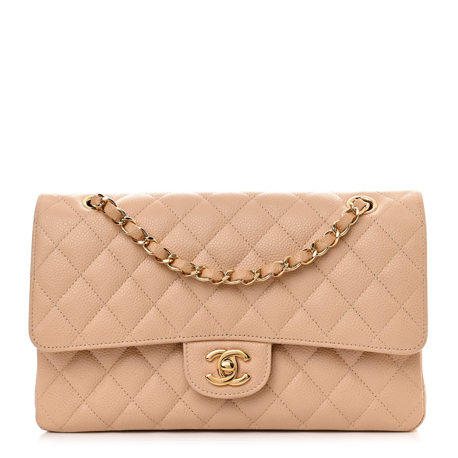Chanel Caviar Quilted Medium Double Flap Beige 1 of 10