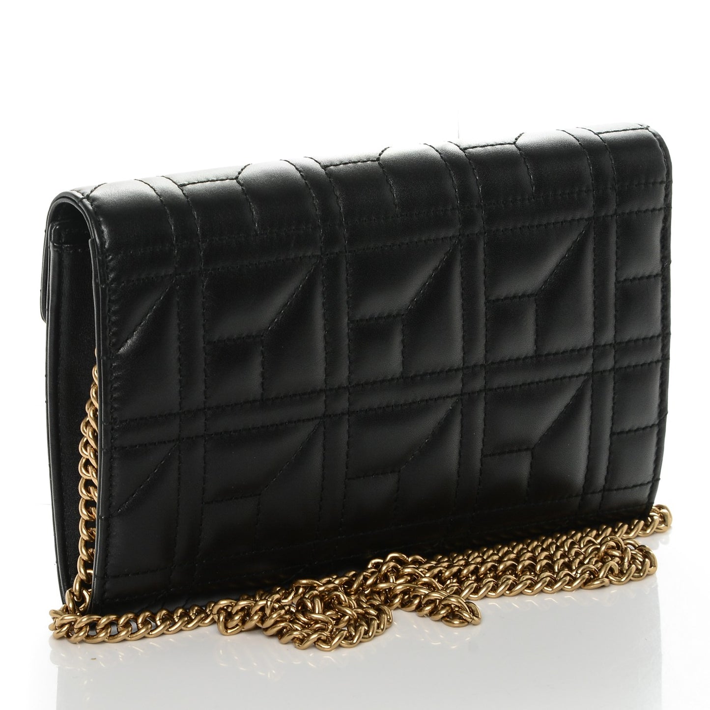 Calfskin Matelasse Mini Pearly GG Marmont Chain Wallet Black