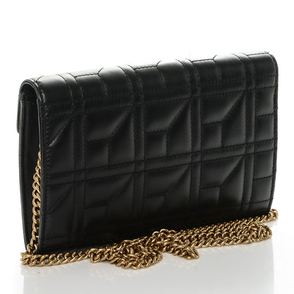 Gucci Calfskin Matelasse Mini Pearly GG Marmont Chain Wallet Black 3 of 6