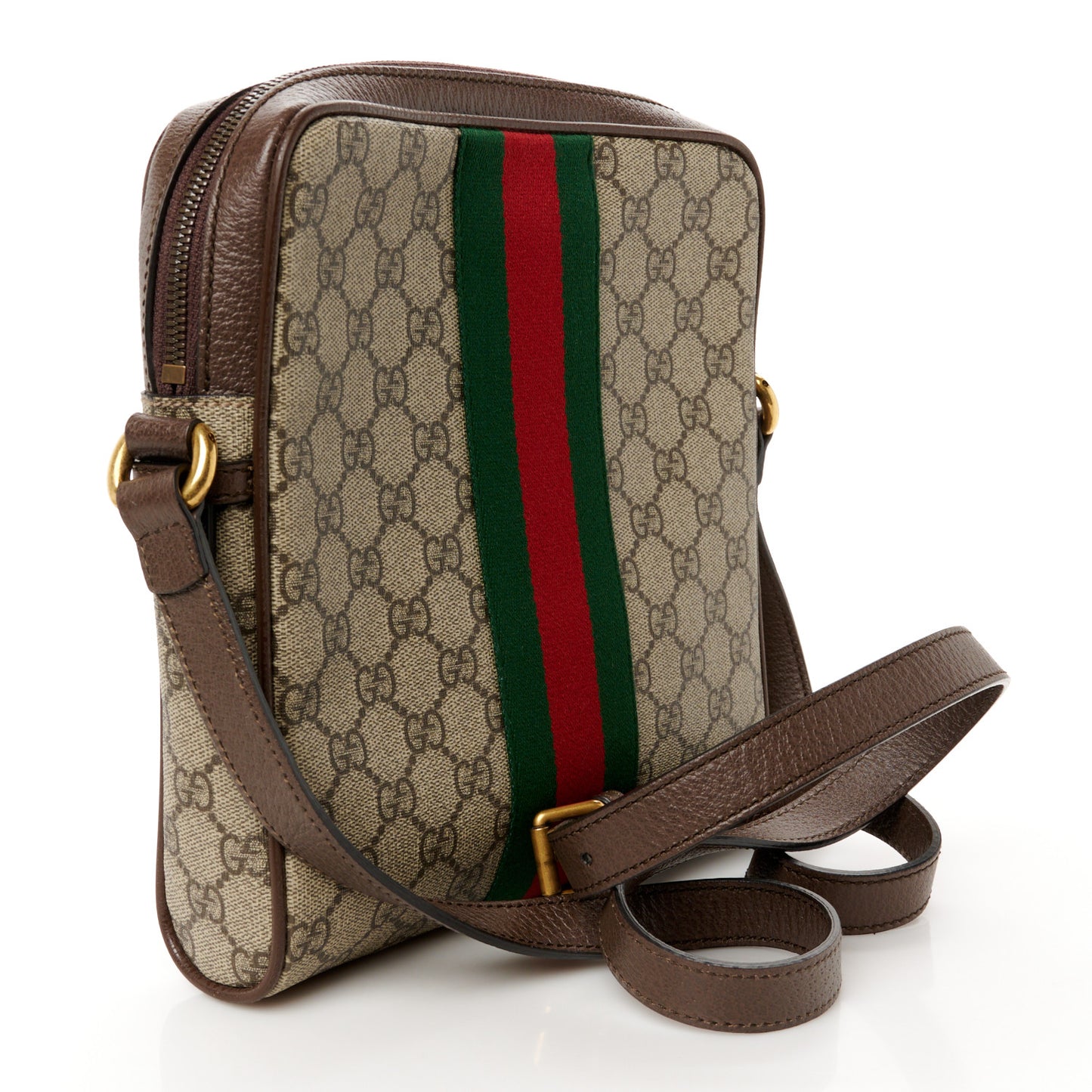 GG Supreme Monogram Web Small Ophidia Messenger Bag Brown