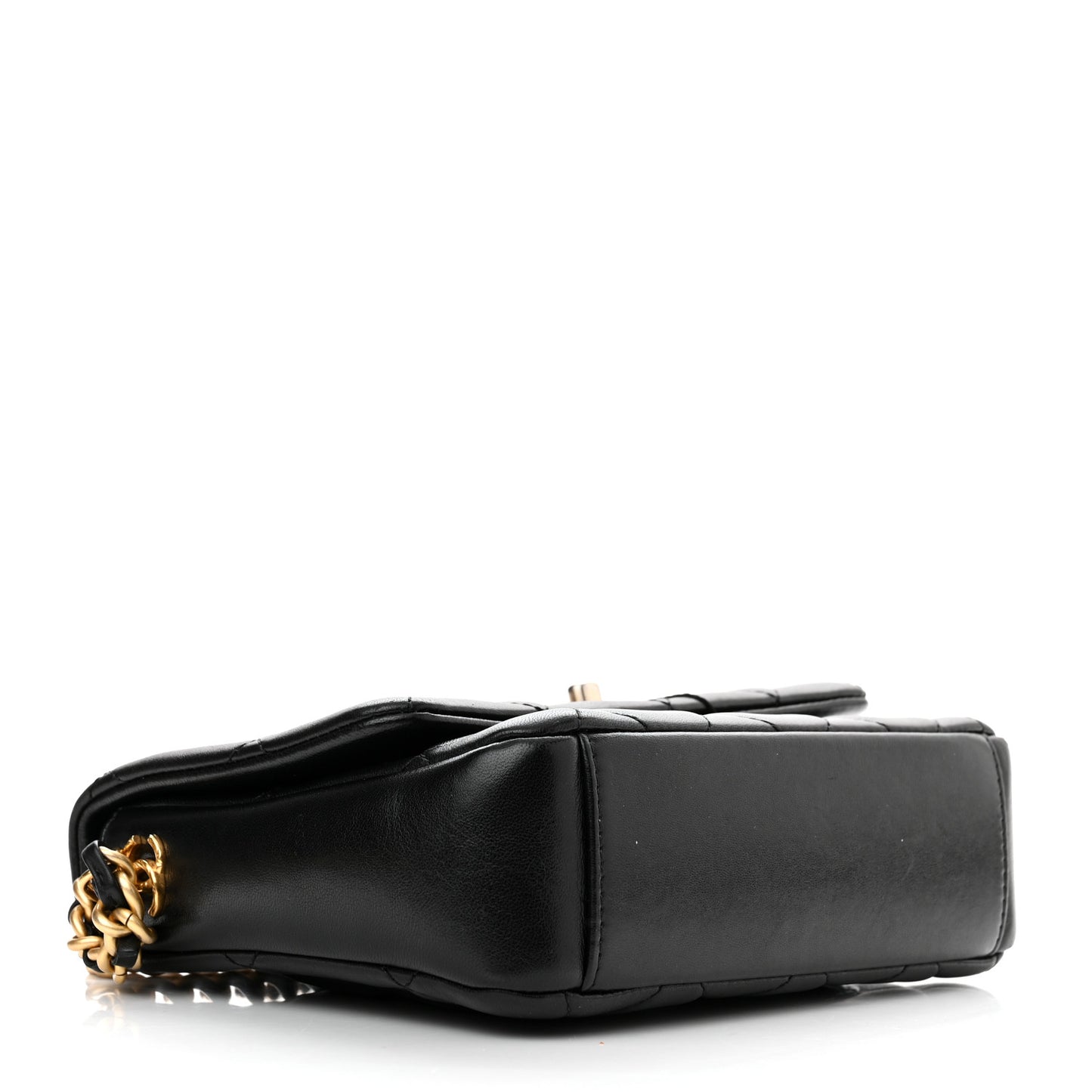 Lambskin Quilted Small Side Note Flap Black