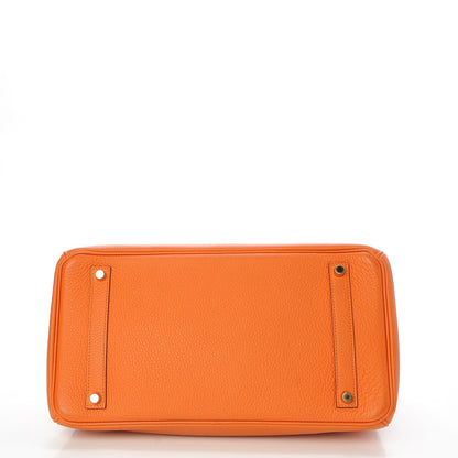 Hermes Taurillon Clemence Birkin 35 Orange 6 of 31