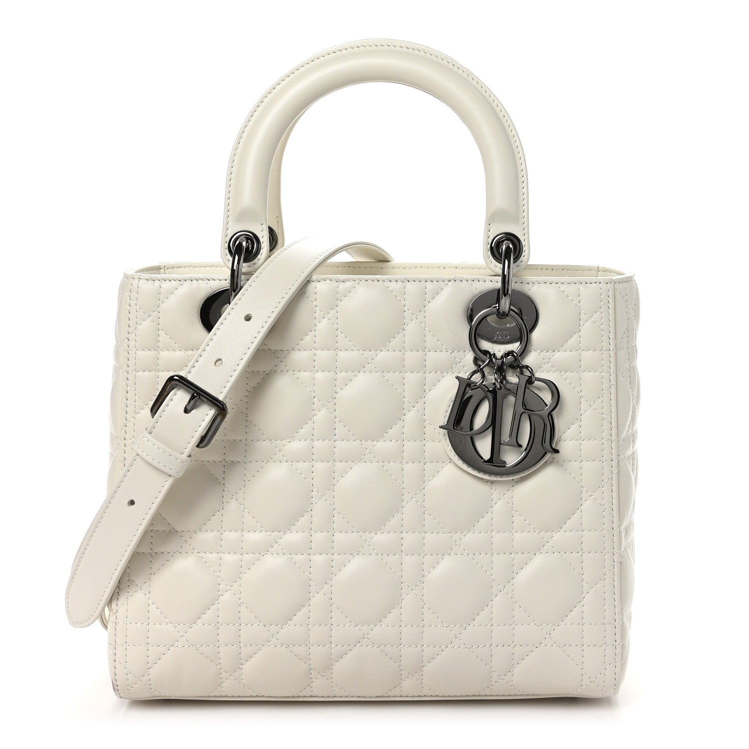 Christian Dior Lambskin Cannage Medium Lady Dior White 1 of 10
