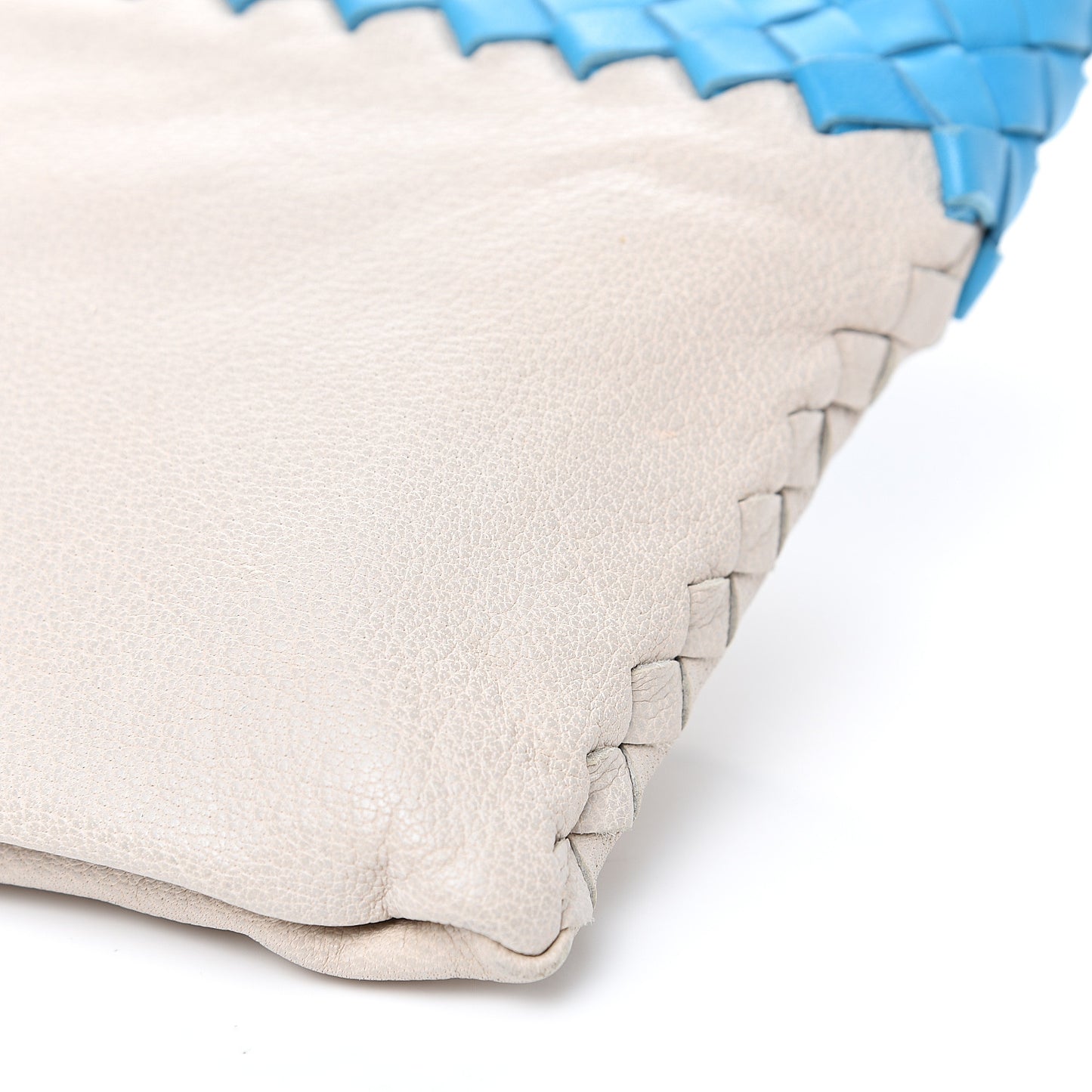 Nappa Calfskin Intrecciato Wristlet Pouch White Sand