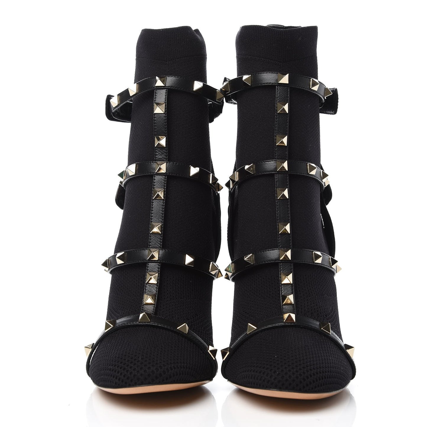 Knit Nappa Rockstud Bodytech 105mm Ankle Boots 41 Black