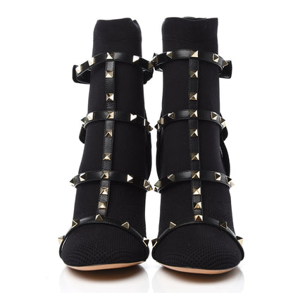 Valentino Garavani Knit Nappa Rockstud Bodytech 105mm Ankle Boots 41 Black 2 of 7