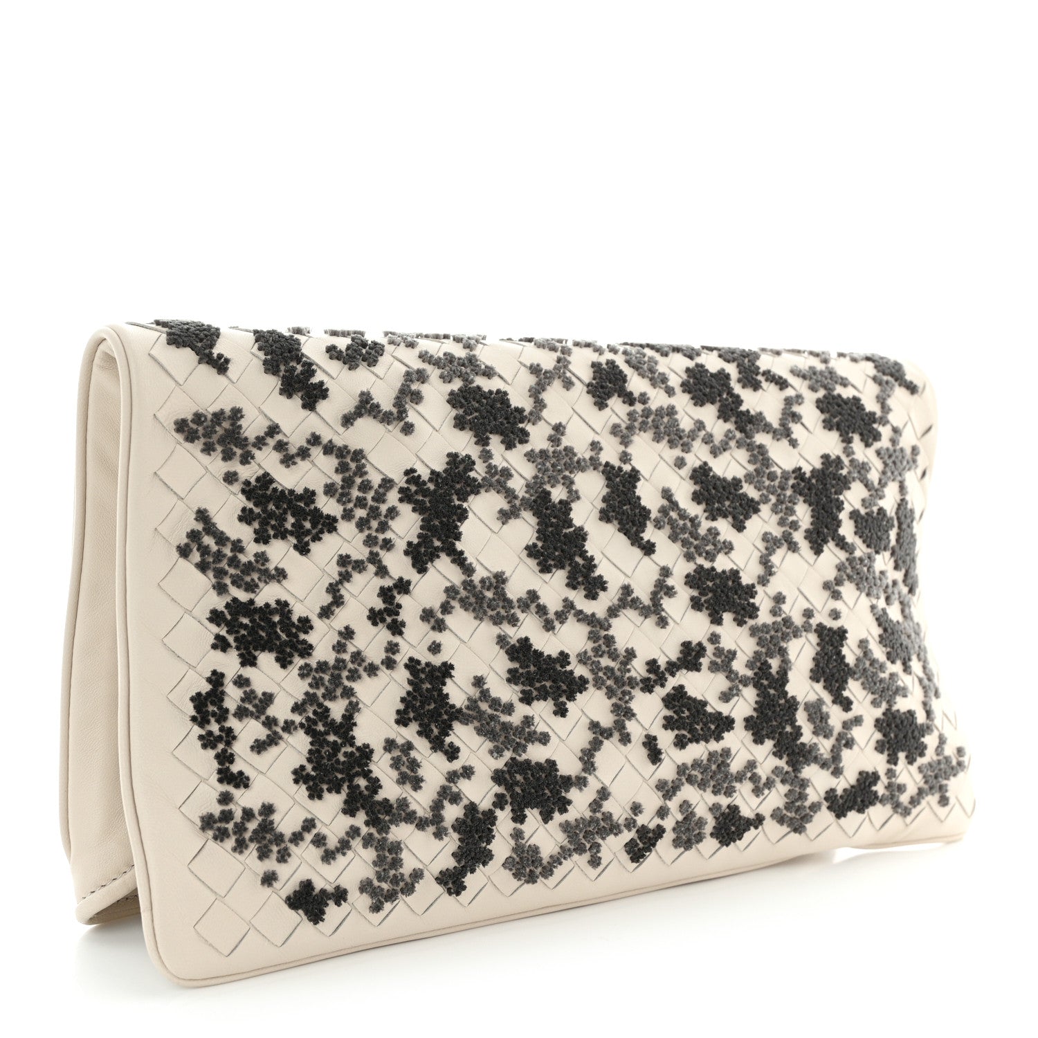 Bottega Veneta Nappa Intrecciato Embroidered Flap Clutch Mist 3 of 8