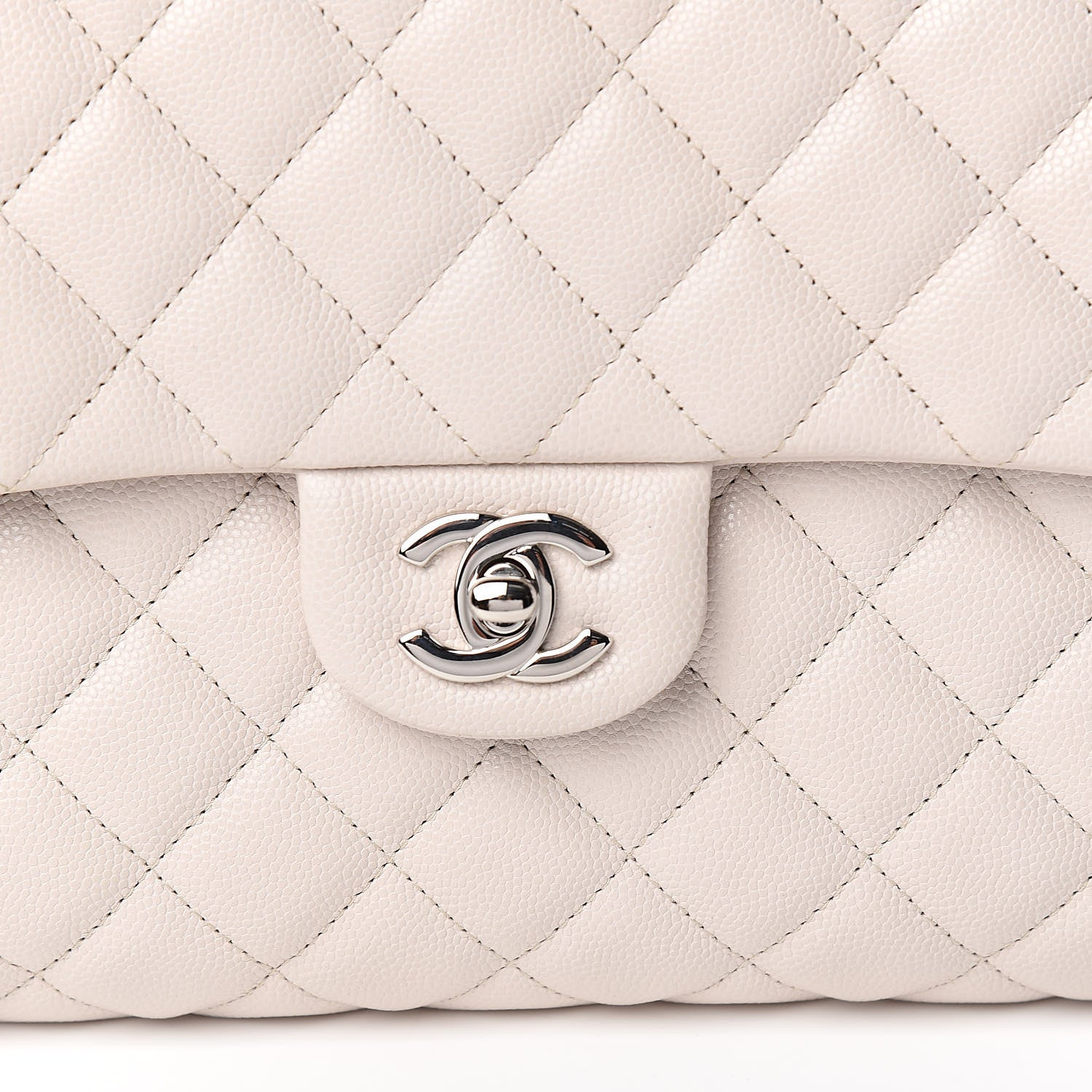 Chanel Caviar Quilted Flap Clutch Ivory 10 of 11
