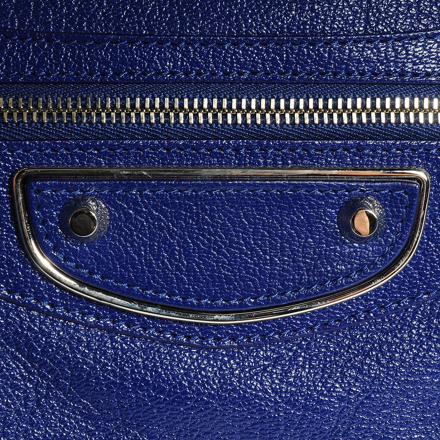 Chevre Silver Metallic Edge Hardware City Bleu Roi