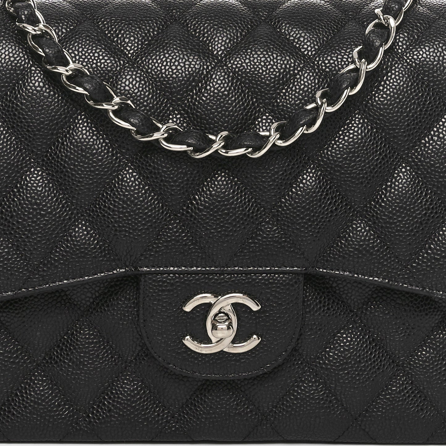 Caviar Quilted Jumbo Double Flap Black