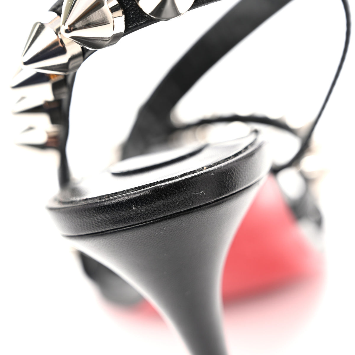 Christian Louboutin Calfskin Spikita Slingback 100 Stiletto Pumps 39 Black Silver 9 of 9