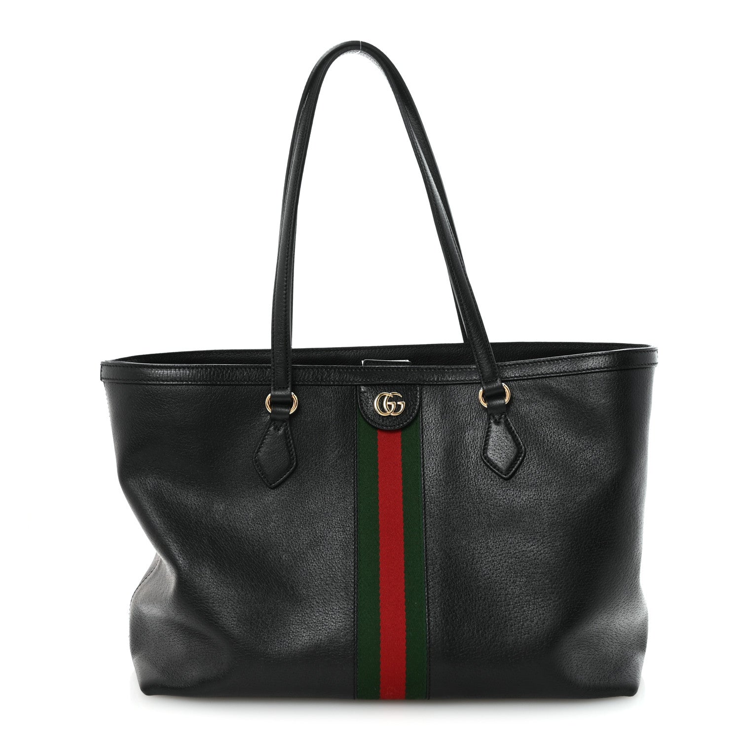 Gucci Textured Calfskin Web Medium Ophidia Shopping Tote Black 1 of 10