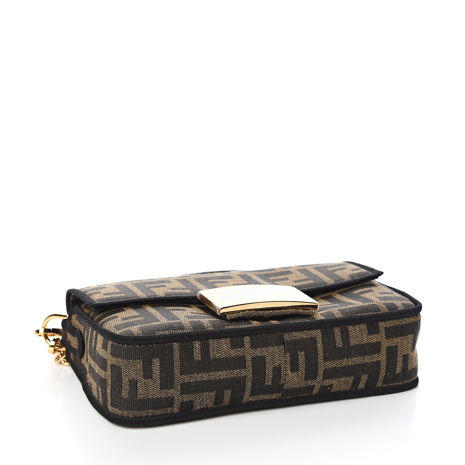Fendi Fabric Jacquard FF 1974 Mini Baguette Tobacco Moro Black 4 of 9