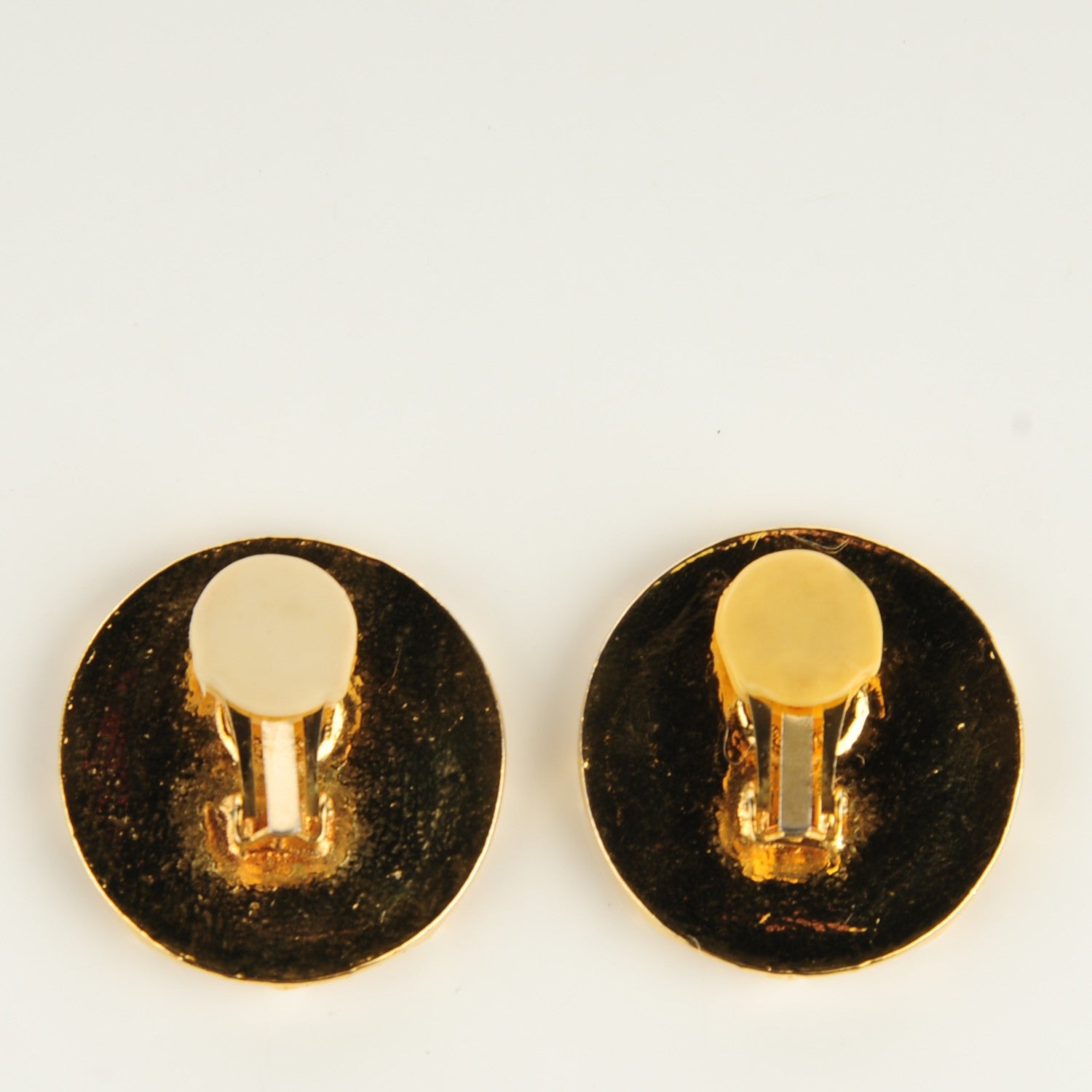 Chanel Studded CC Clip On Earrings Black Gold 3 of 4
