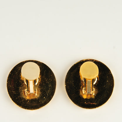 Chanel Studded CC Clip On Earrings Black Gold 3 of 4