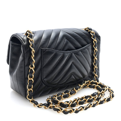 Chanel Lambskin Chevron Quilted Mini Rectangular Flap Black 3 of 10