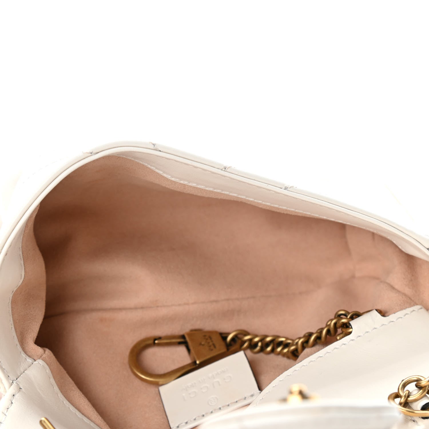 Gucci Calfskin Matelasse Super Mini GG Marmont Shoulder Bag White 4 of 4