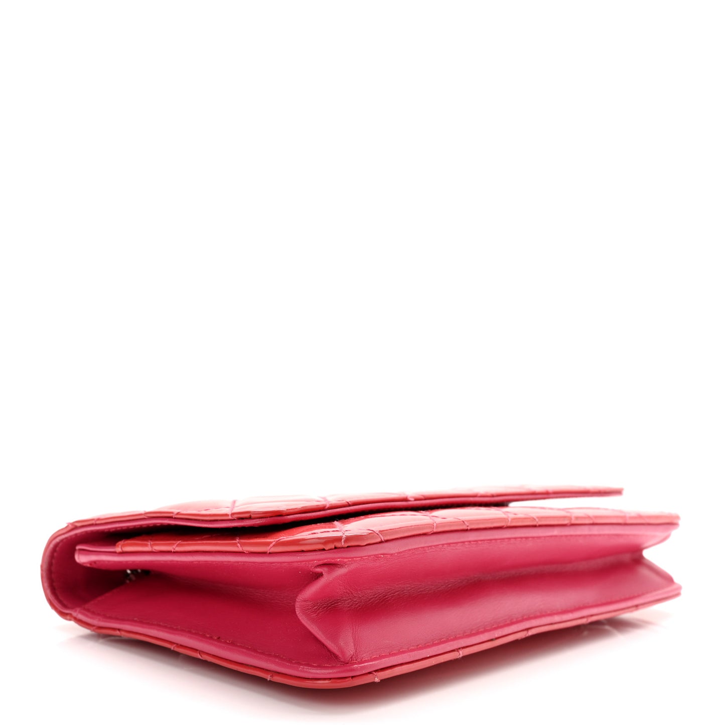 Patent Quilted Wallet On Chain WOC Fuchsia