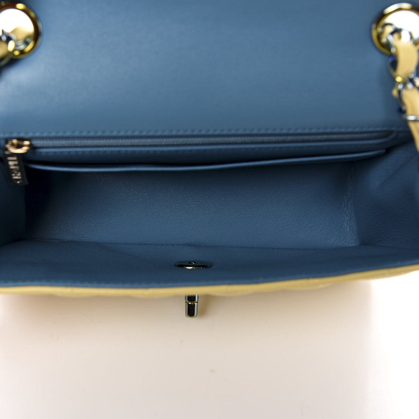 Lambskin Quilted Mini Rectangular Flap Yellow Blue