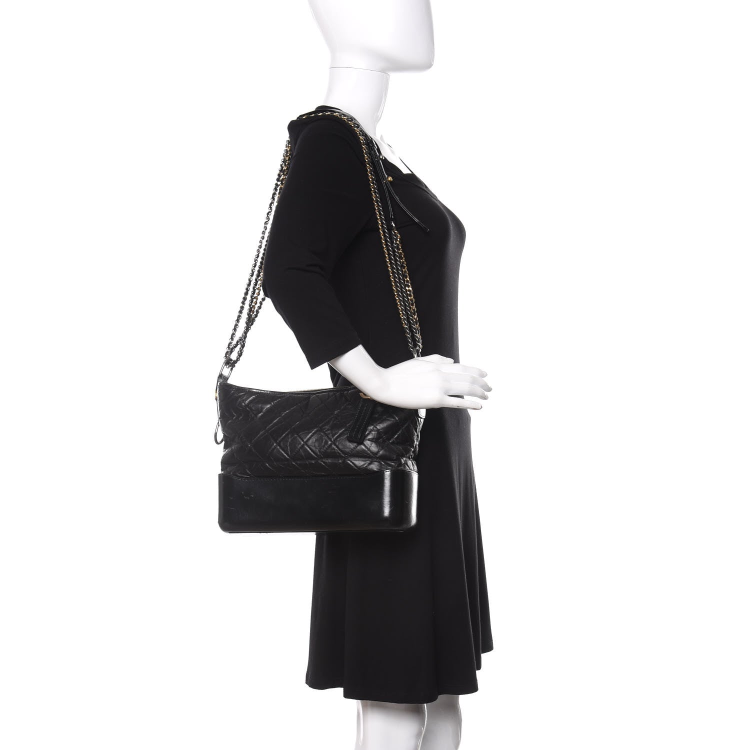 Chanel Aged Calfskin Quilted Medium Gabrielle Hobo Black 2 of 16