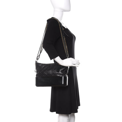 Chanel Aged Calfskin Quilted Medium Gabrielle Hobo Black 2 of 16