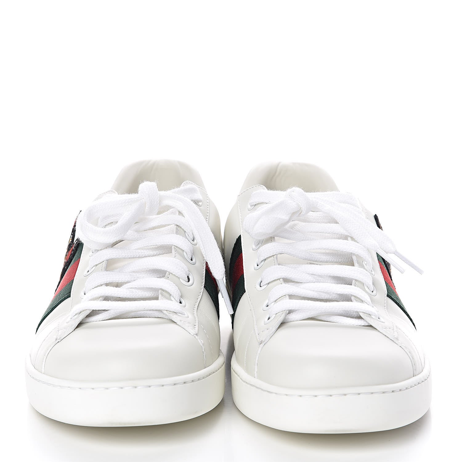 Gucci Calfskin Web Bosco Embroidered Mens Ace Sneakers 9.5 White Green 2 of 8