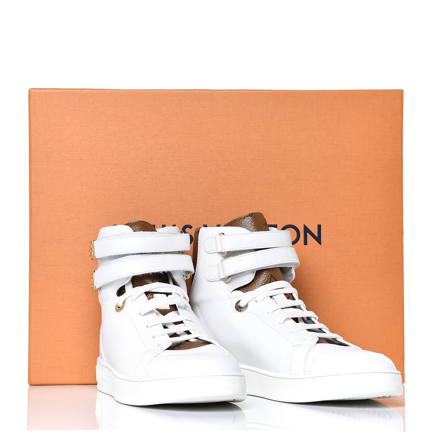 Louis Vuitton Calfskin Reverse Monogram Boombox High Top Sneakers 38 White 14 of 14