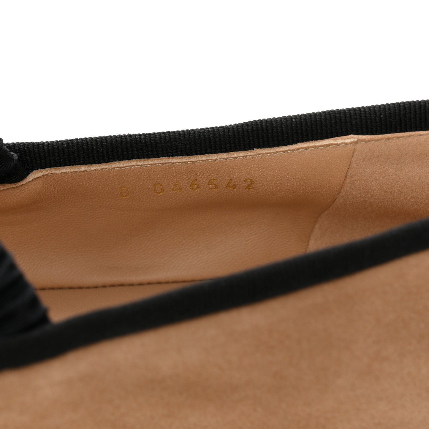 Suede Kidskin Grosgrain Mary Jane Flats 41 Beige Black