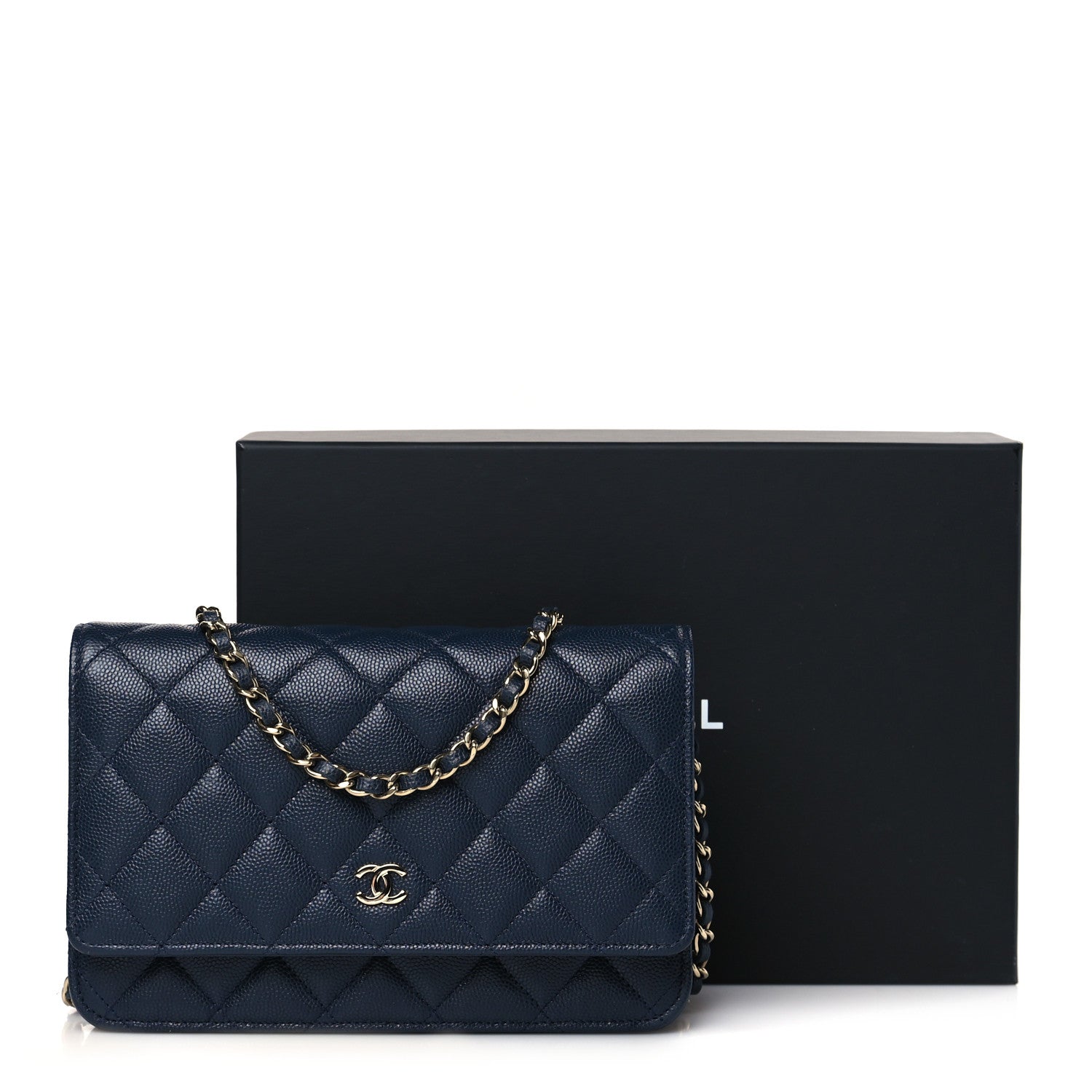 Chanel Caviar Quilted Wallet on Chain WOC Navy Blue 11 of 11