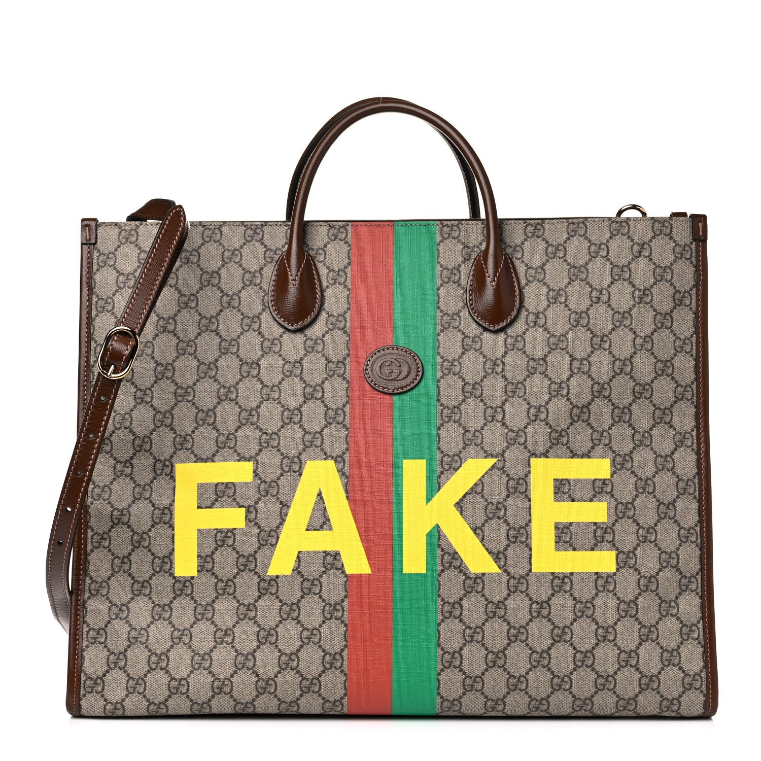 Gucci GG Supreme Monogram Fake/Not Large Retro Interlocking G Tote Bag Beige Brown Sugar 1 of 10