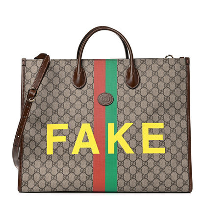Gucci GG Supreme Monogram Fake/Not Large Retro Interlocking G Tote Bag Beige Brown Sugar 1 of 10