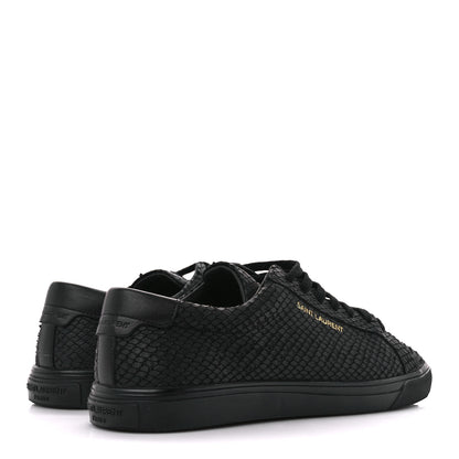 Saint Laurent Calfskin Python Effect Andy Low Top Sneakers 37.5 Black 4 of 9
