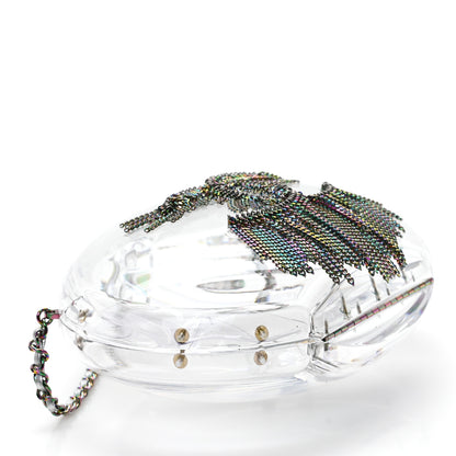 Chanel Plexiglass Iridescent Chain Fringe CC Clutch Clear 4 of 10