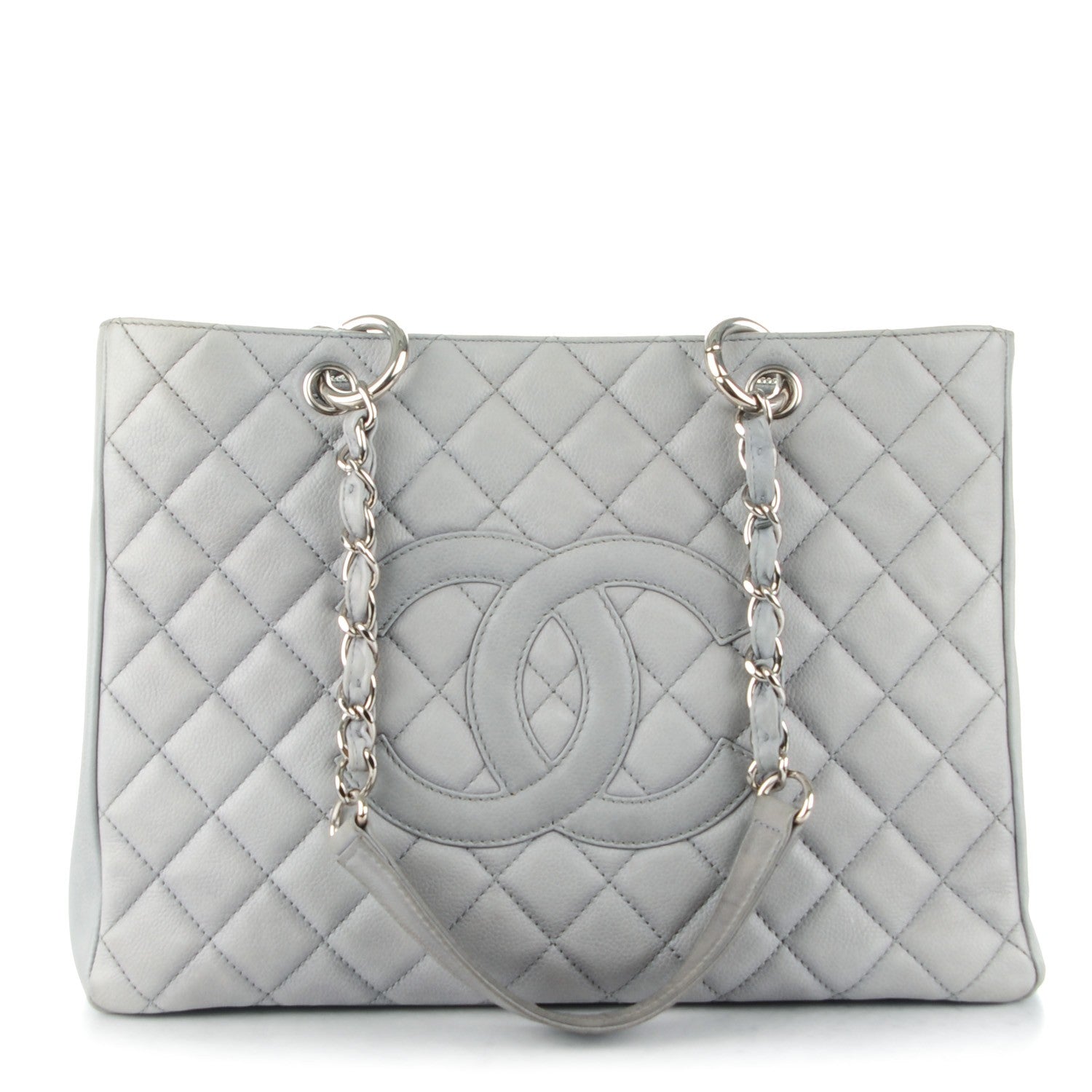 Chanel Caviar Quilted Grand Shopping Tote GST Light Grey 1 of 7