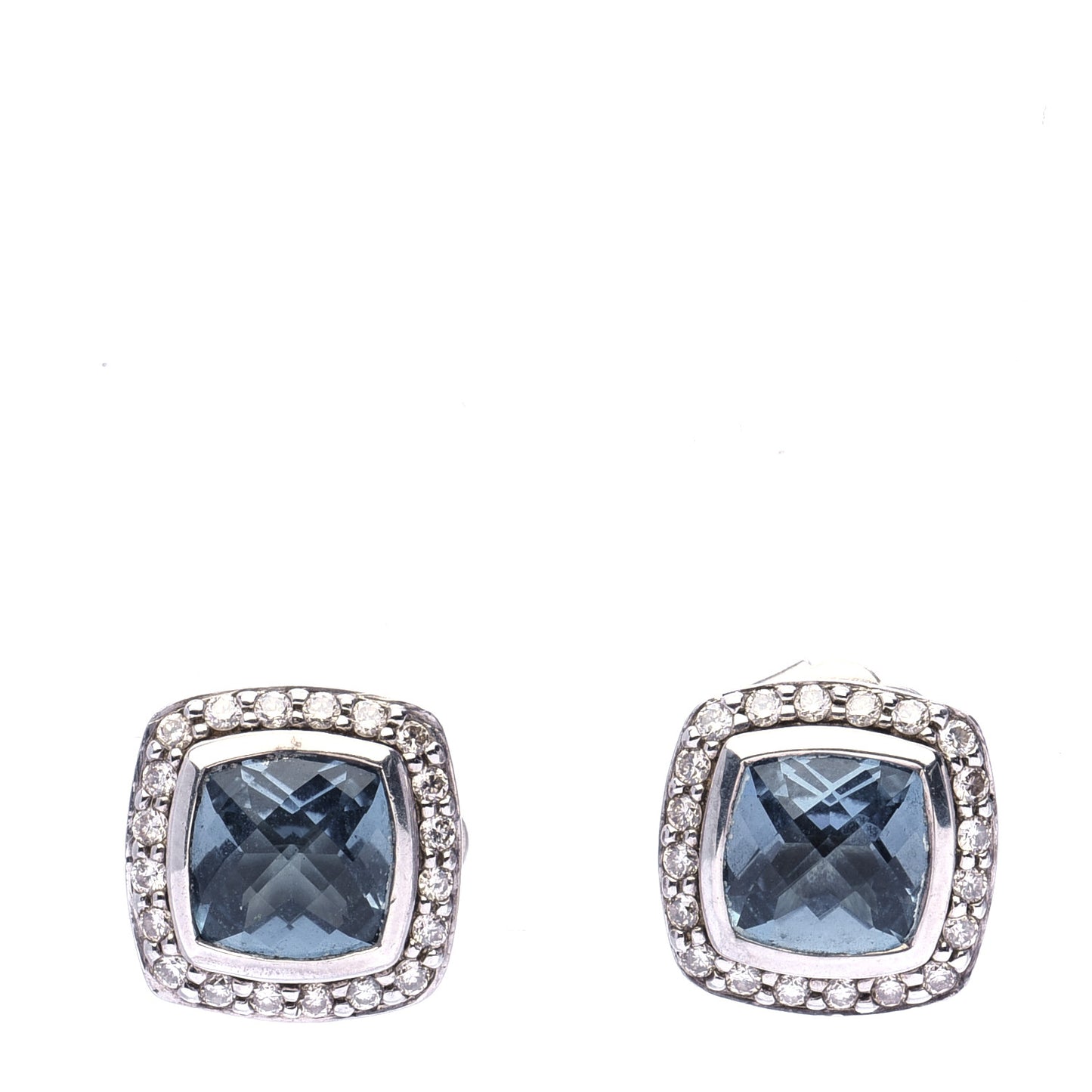 Sterling Silver Diamond Blue Topaz 7mm Petite Albion Earrings