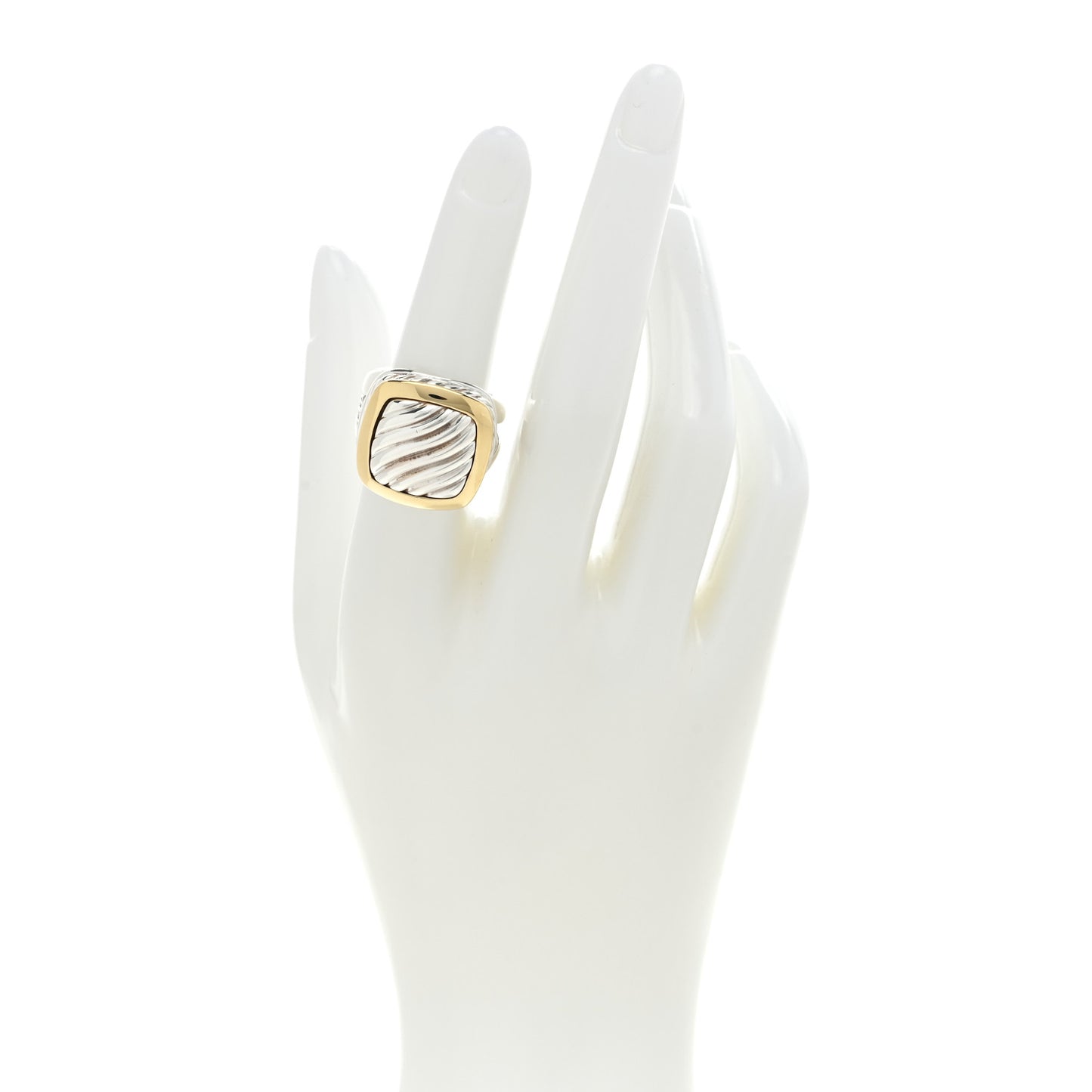 Sterling Silver 18K Yellow Gold Albion Carved Cable Ring 52 6