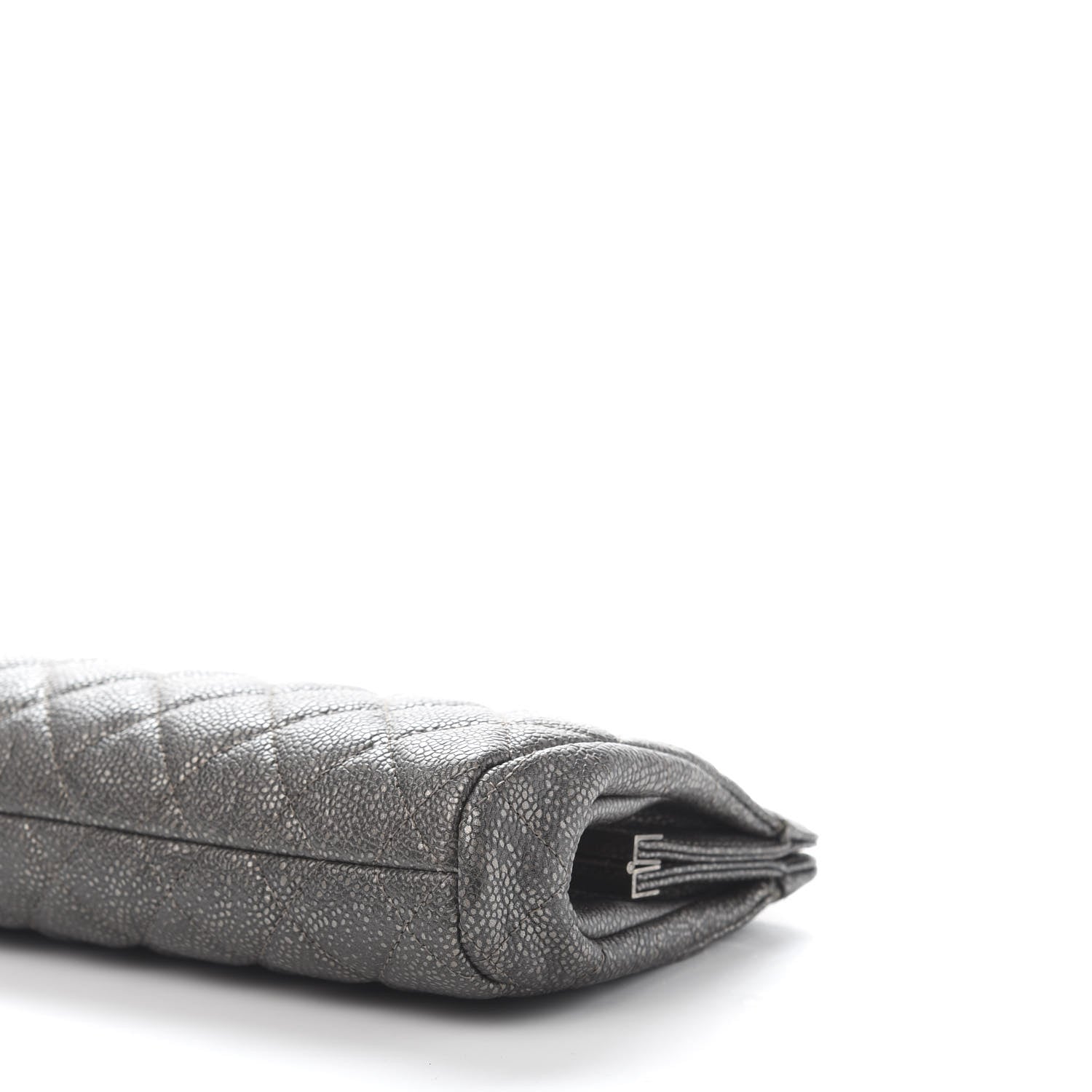 Chanel Metallic Caviar Quilted Clutch Dark Silver 7 of 10