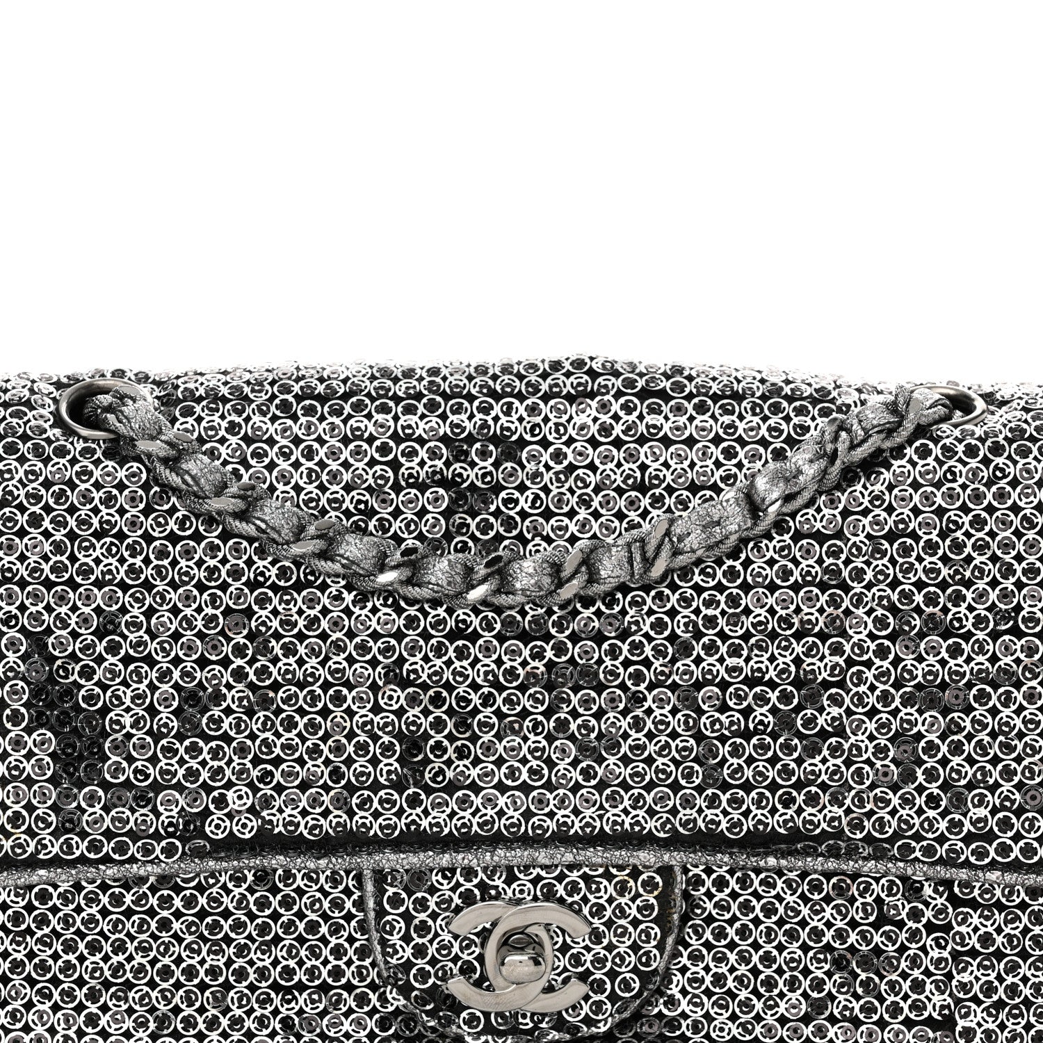 Chanel Sequin Medium Single Flap Dark Silver 8 of 11