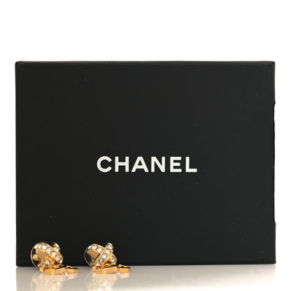 Chanel Crystal CC X Drop Earrings Gold 5 of 5