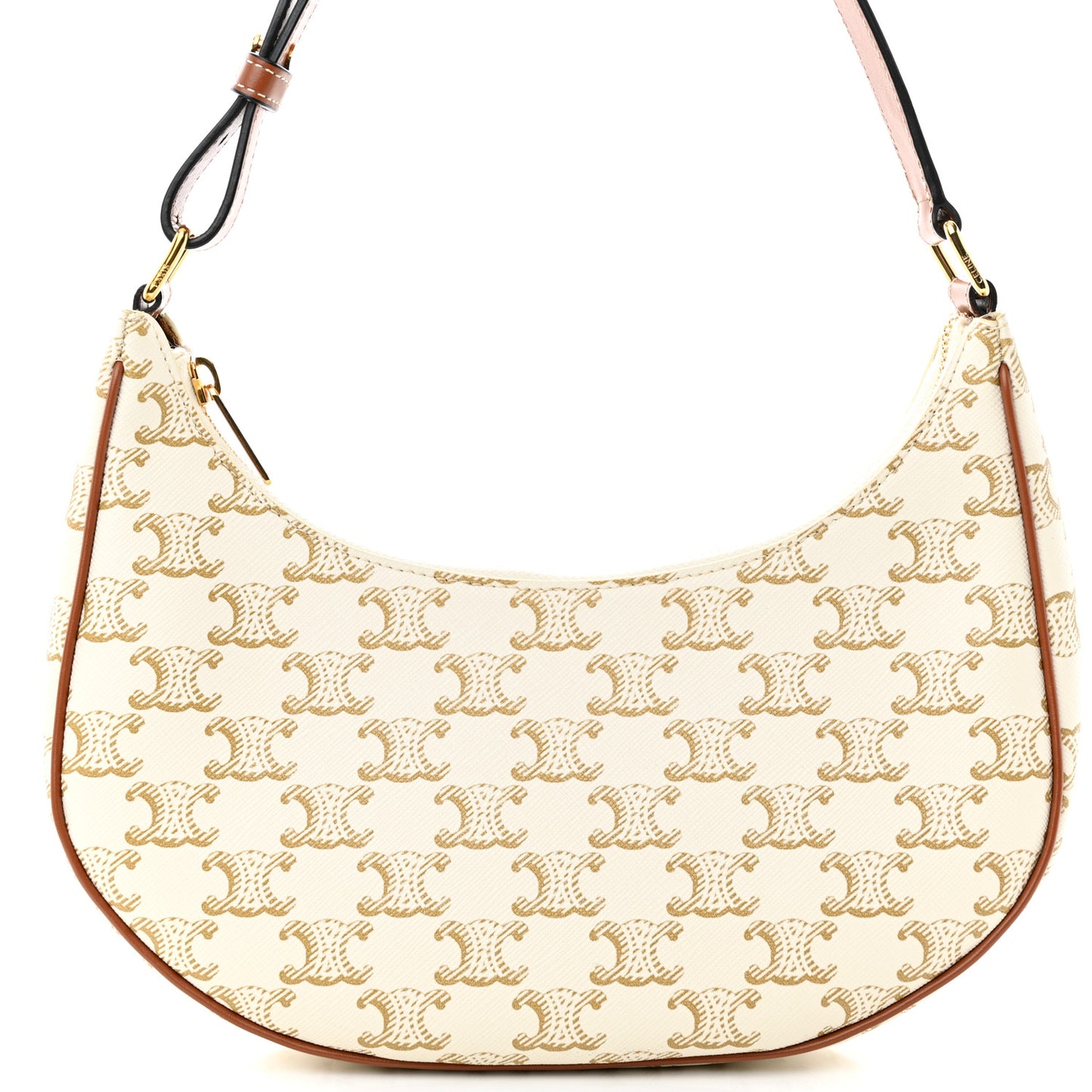 Canvas Calfskin Ava Triomphe Shoulder Bag White