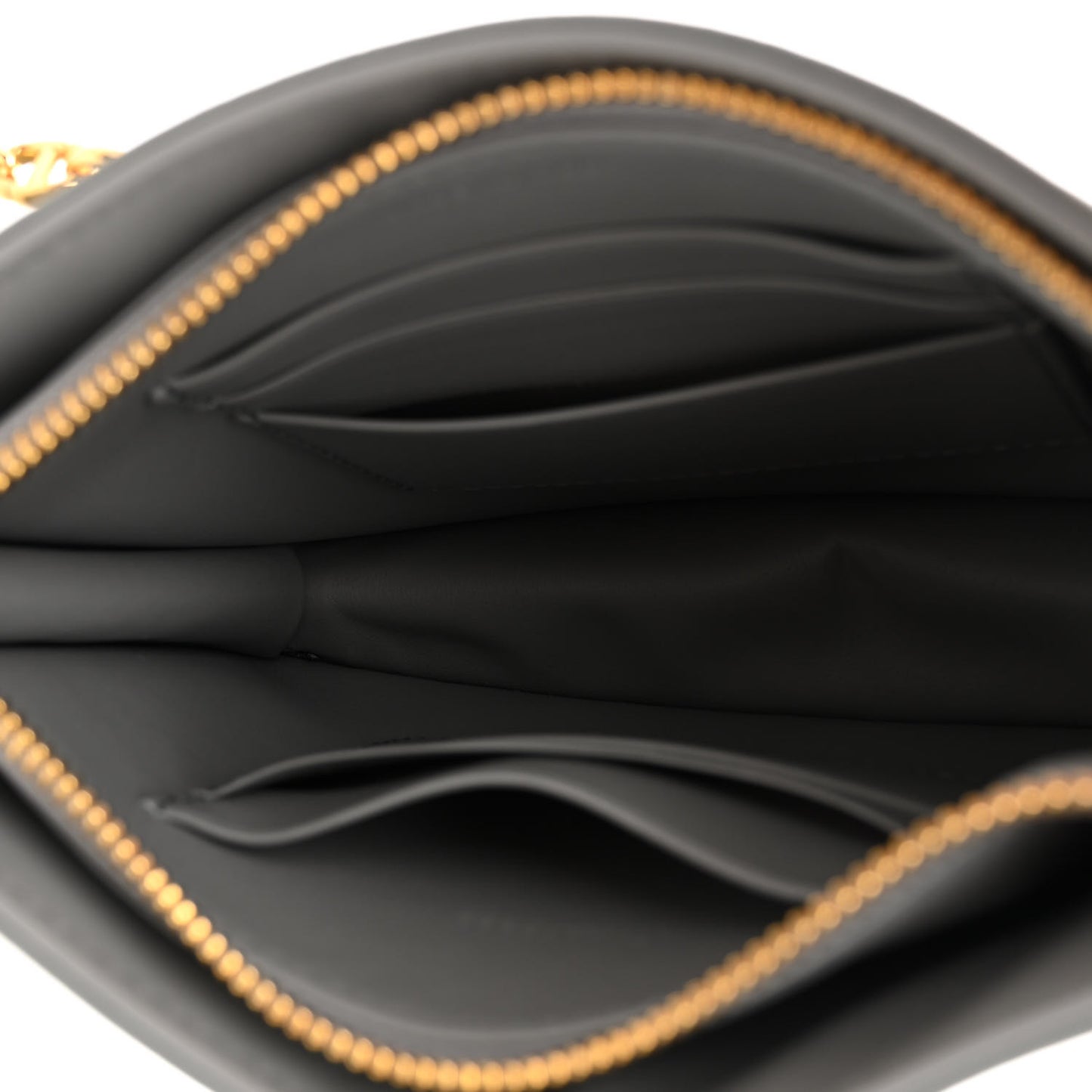 Calfskin Cannage Caro Zipped Pouch With Chain Grey