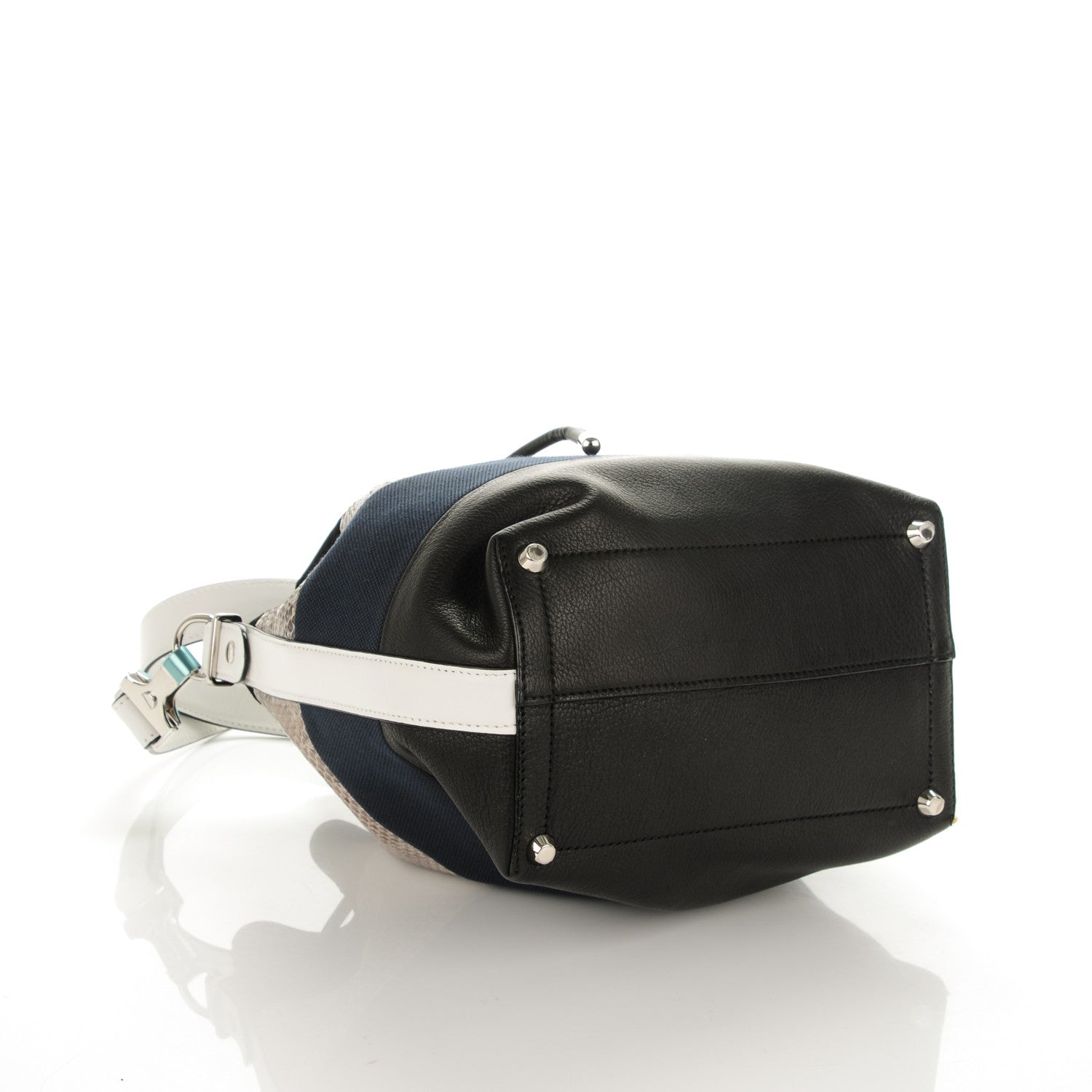 Proenza Schouler Smooth Leather Elaphe Snakeskin Patchwork Medium Bucket Bag Cadet 4 of 8