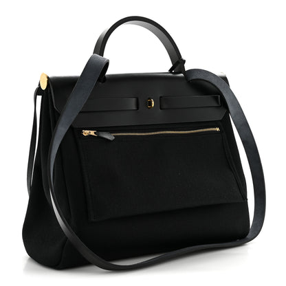 Hermes Military Toile Vache Hunter Herbag Zip Retourne 31 PM Black 4 of 11