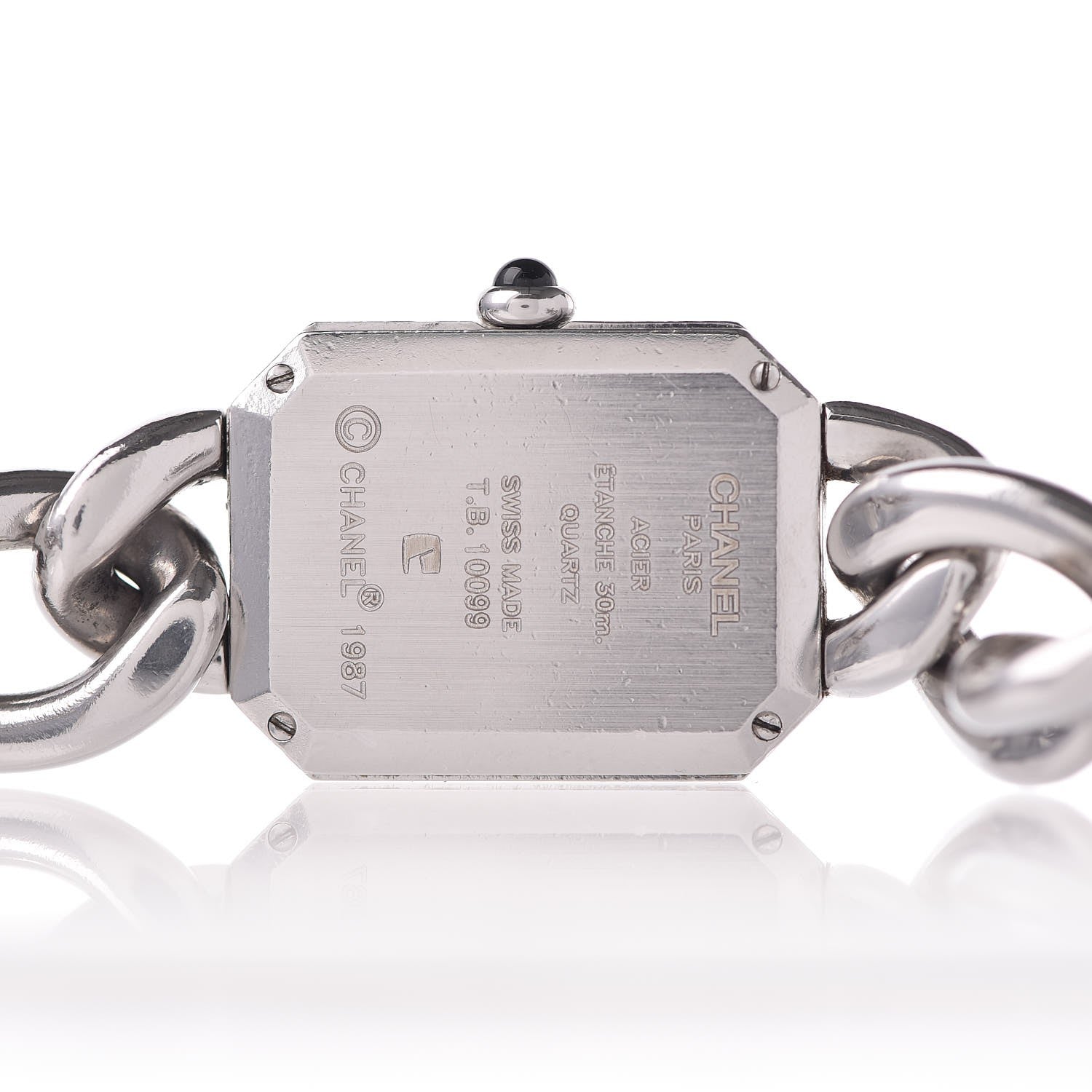 Chanel Stainless Steel 20mm Chain Premiere Quartz Watch Black L 6 of 6