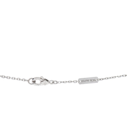 Van Cleef & Arpels 18K White Gold Diamond Guilloche Vintage Alhambra Pendant Necklace 4 of 5