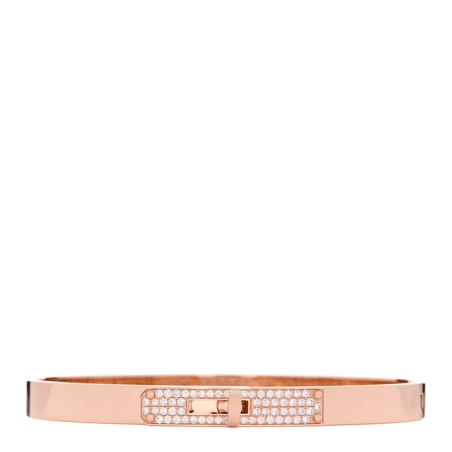 Hermes 18K Rose Gold Diamond PM Kelly Pave Bracelet SH 1 of 4