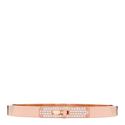 Hermes 18K Rose Gold Diamond PM Kelly Pave Bracelet SH 1 of 4